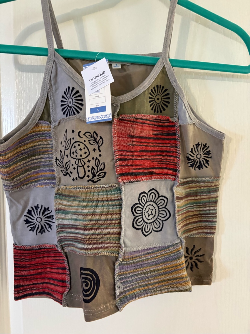 Desigual Multicolor Patchwork Camisole with Embroidered Motifs